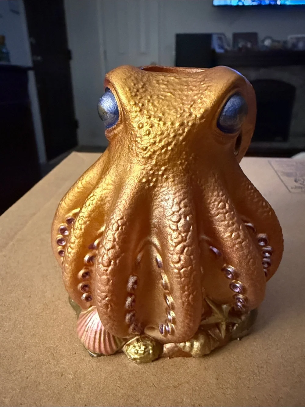 Metallic Gold Resin Octopus Accent Vase - Home Accents